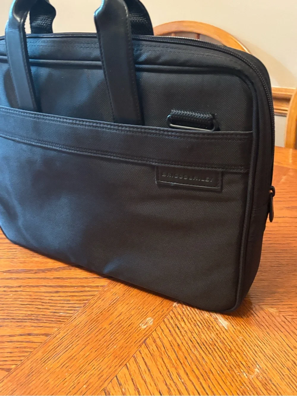 Briggs & Riley @work Black Ballistic Nylon Slim Laptop Briefcase Bag Tech Brief